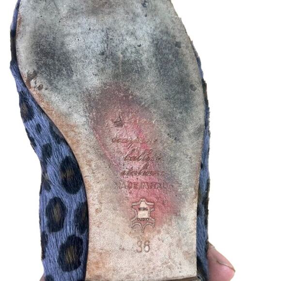 Anniel Flats Loafers Womens 6 Purple Animal Hair Leather Ballet Leopard Italy - Picture 11 of 13